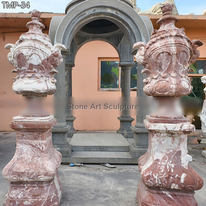 Natural Red Marble Planter Pot for Villa Porch detail image