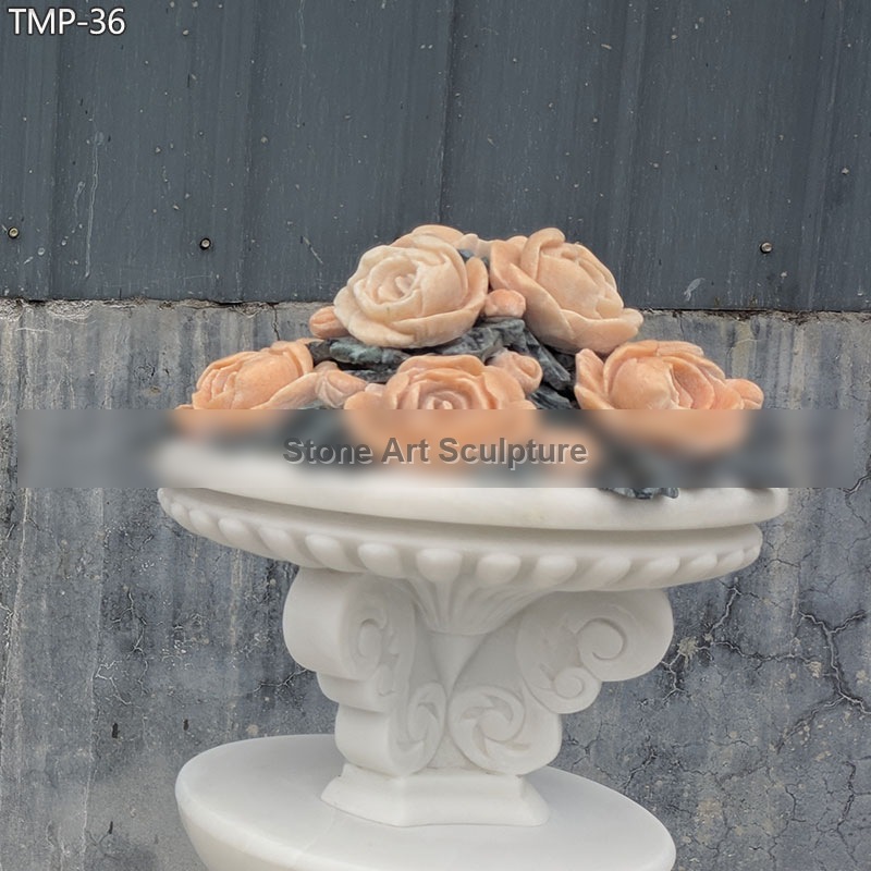 Decorate Marble Carved Rose Flower Pots for Villa TMP-36 detail image