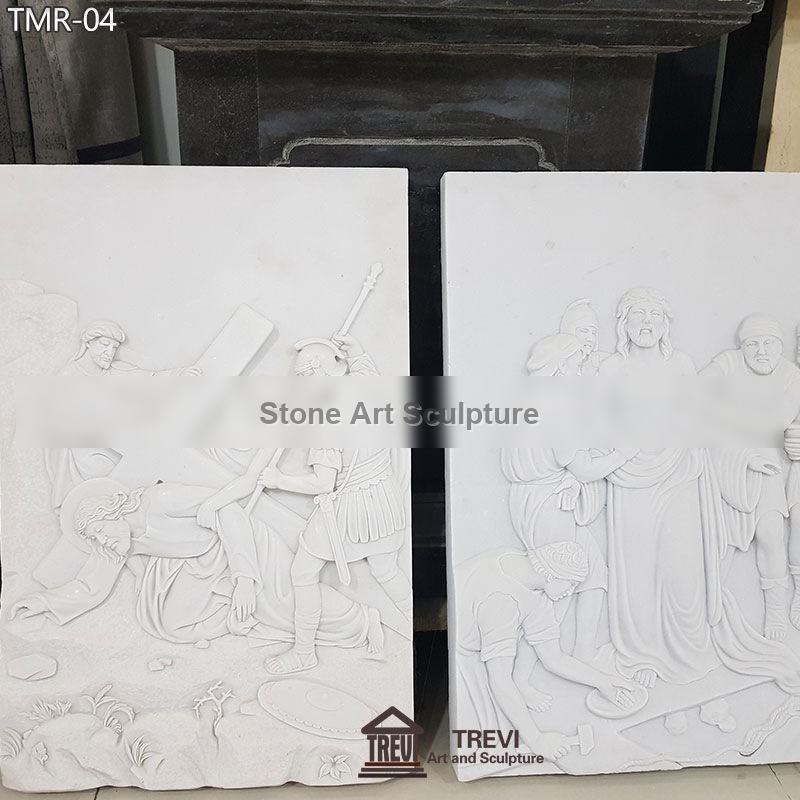 14 Stations of the Cross Plaques in Marble for Sale TMR-04 detail image