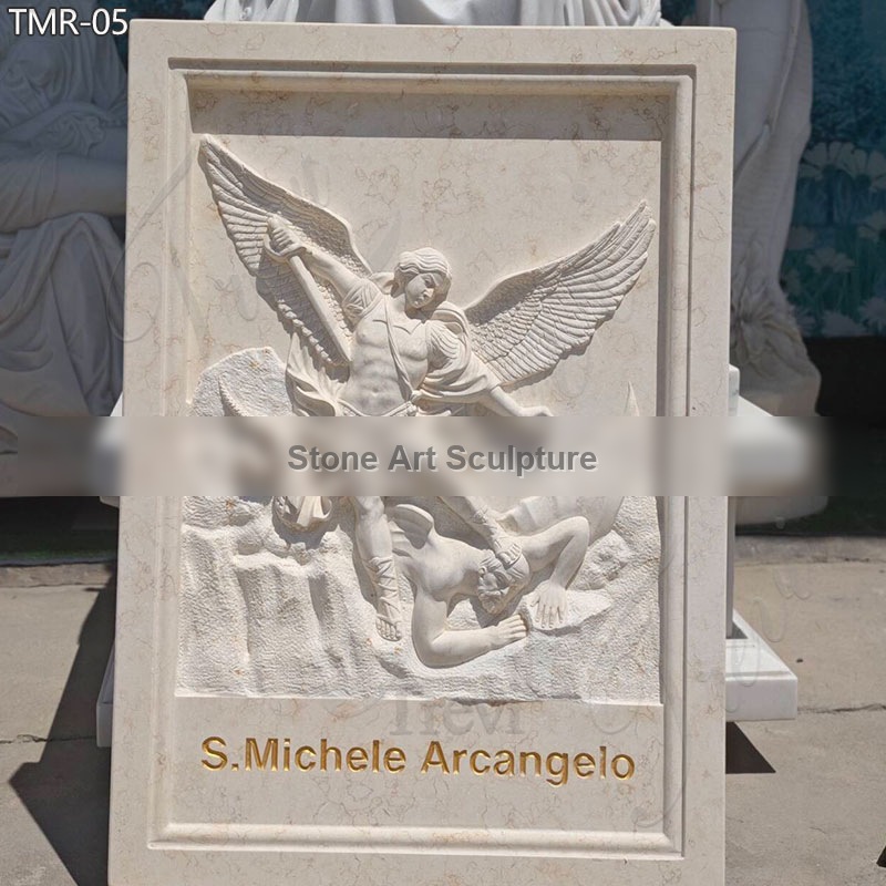Marble St Michael Wall Art Relief Sculpture