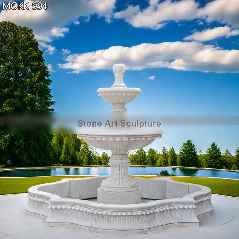 Two-Tiered Large Marble Water Fountain Garden Decor for Sale MOKK-994