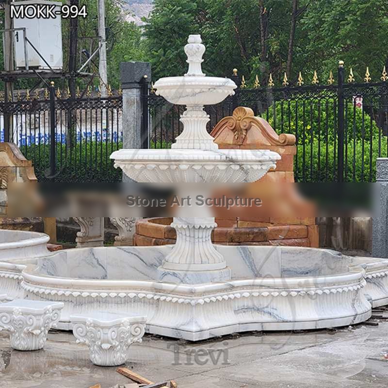 Two-Tiered Large Marble Water Fountain Garden Decor for Sale MOKK-994 detail image