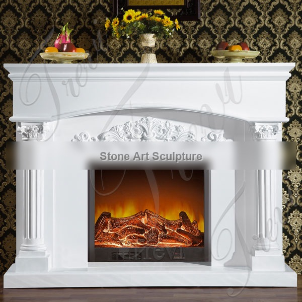 Where to buy traditional white marble fireplace mantels decoration ideas TMFP-11