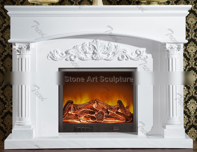 Where to buy traditional white marble fireplace mantels decoration ideas TMFP-11 detail image