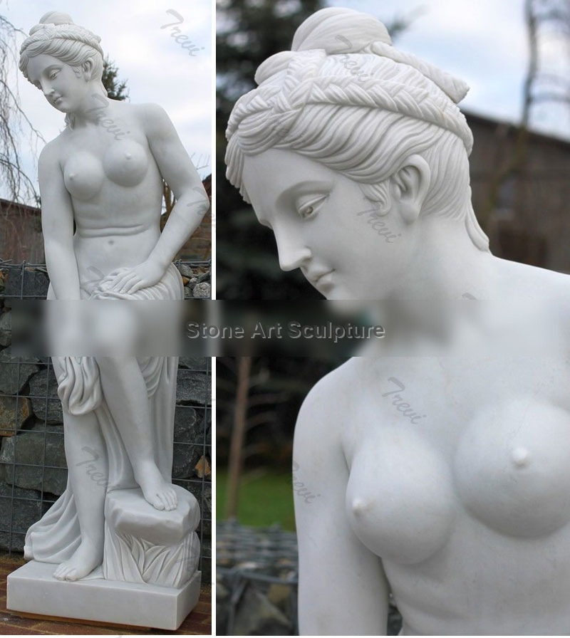 White marble nude statues of woman for outside garden TMC-51 detail image