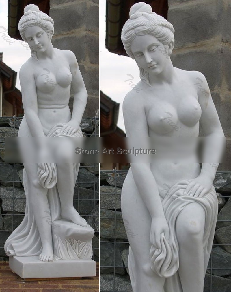 White marble nude statues of woman for outside garden TMC-51 detail image