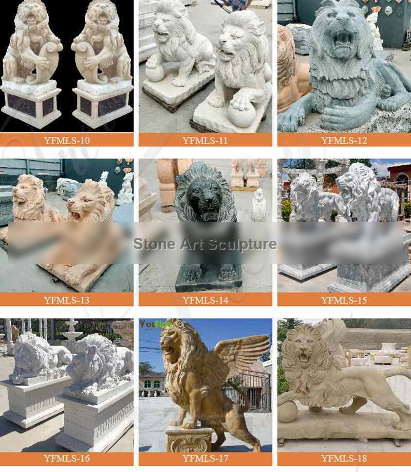 Outdoor Marble Lion Statue Zoo Decoration for Sale MOKK-706 detail image