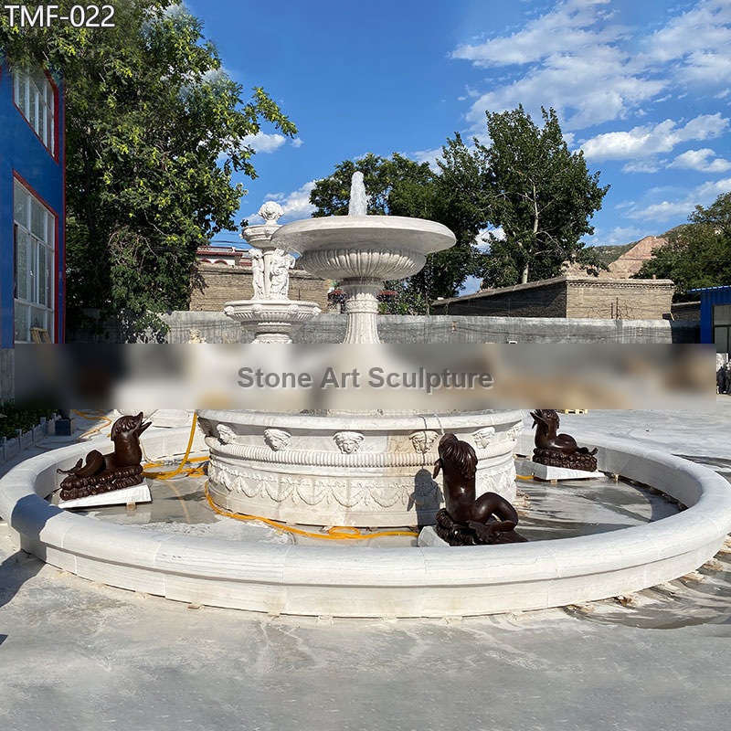 Large Outdoor Bronze Fish Statue Marble Fountain for Sale detail image