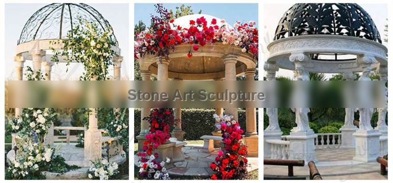 Vintage Style Sandstone Gazebo with Metal Hat for Sale MOKK-750 detail image