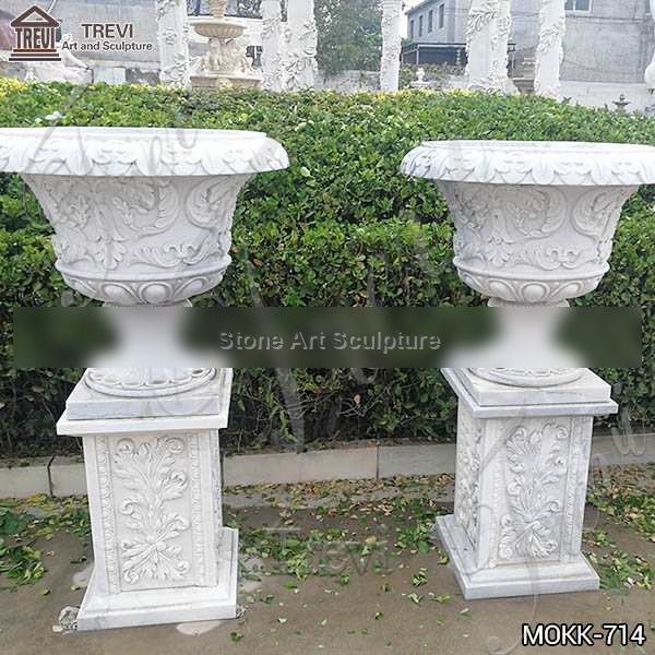 Exquisite White Marble Flower Pots floral designs for Sale MOKK-714