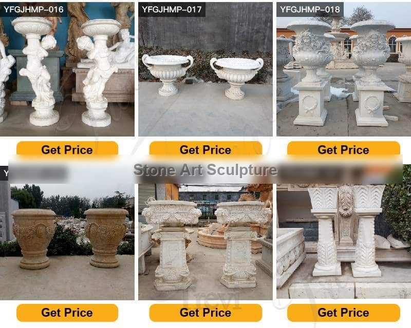Floral Decoration Lovely White Marble Flower Pots for Sale MOKK-723 detail image