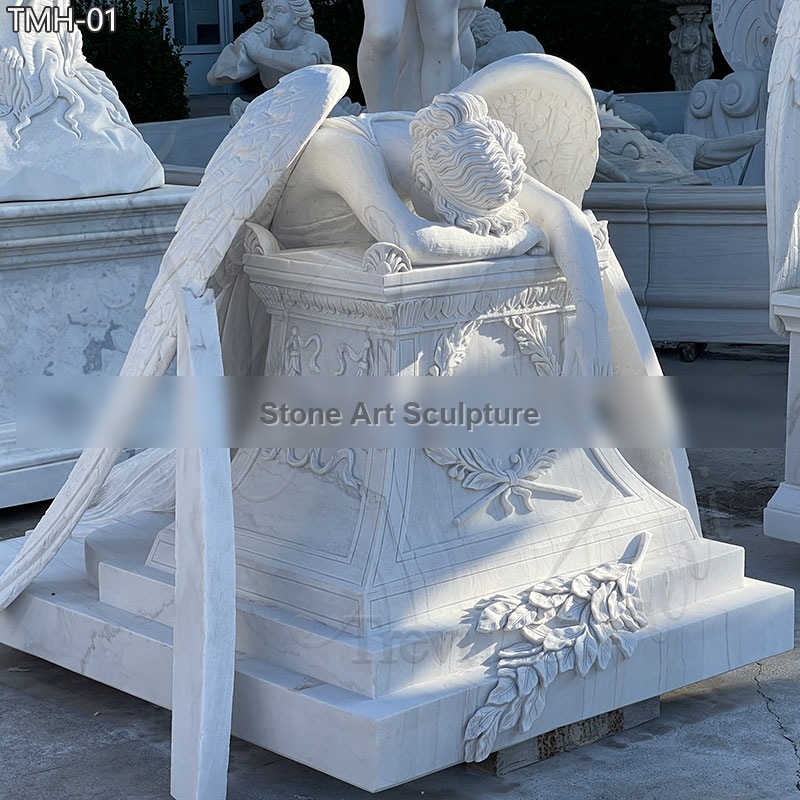 Life Size Marble Weeping Angel Statue for Cemetery detail image
