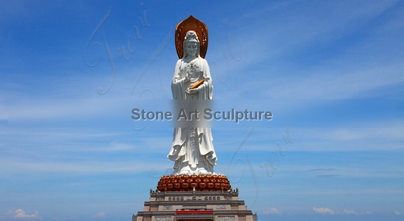 Hand Carved White Guanyin Marble Statue Supplier MOK1-125 detail image