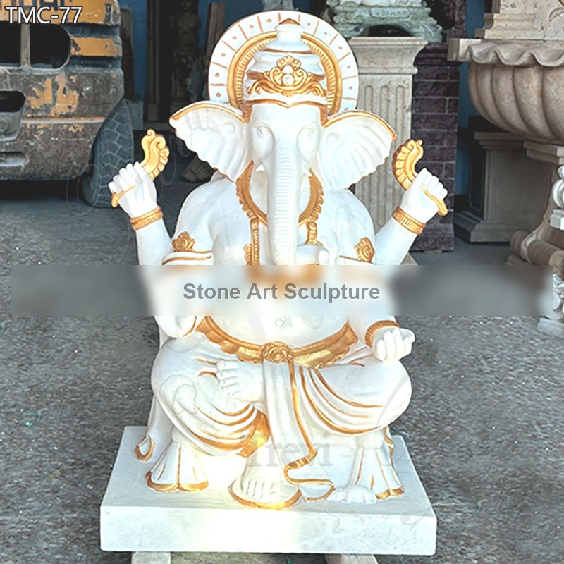 Marble Ganesh Idol Statue Big Size for Home Entrance Decor TMC-77 detail image