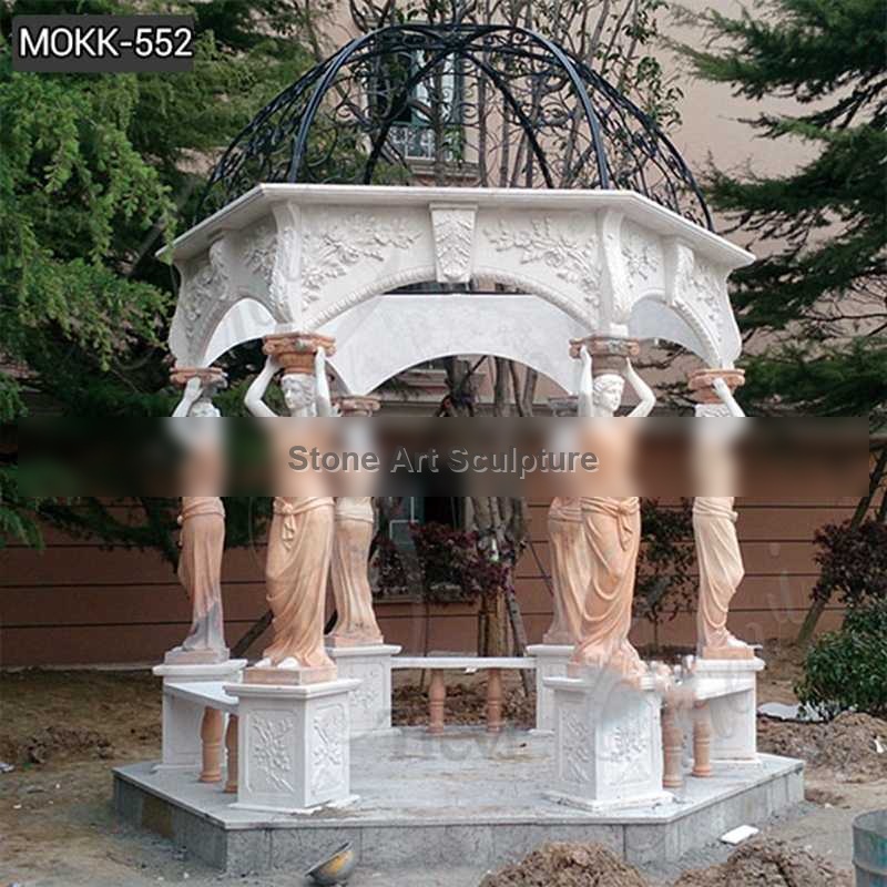 Hand Carved Marble Stone Gazebo with Lady Statue from Factory Supply MOKK-552 detail image