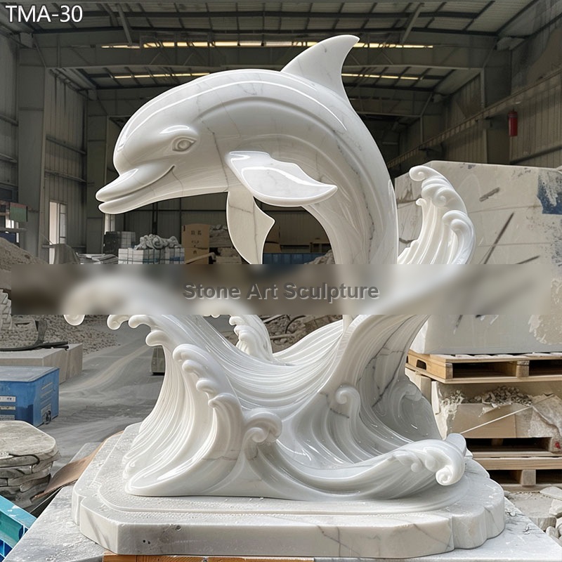 Marble Dolphin Statue Outdoor Pool Decor for Sale detail image
