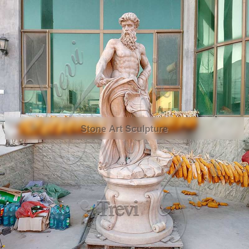 Beige Marble Poseidon Statue Greek Roman God of The Sea Supplier MOKK-623
