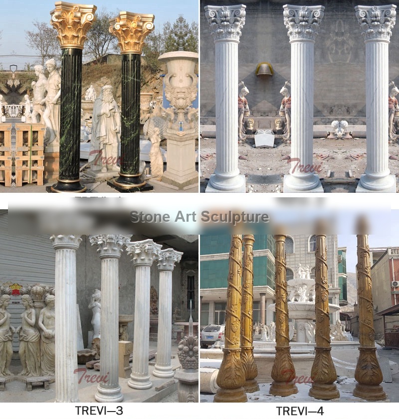 Outdoor Decorative Lady Statue Marble Columns Roman Stone Pillars for Sale MOKK-170 detail image