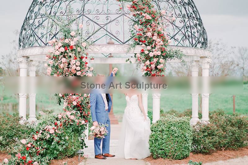 White Marble Outdoor Gazebo Wedding Decoration with Iron Top MOKK-451 detail image