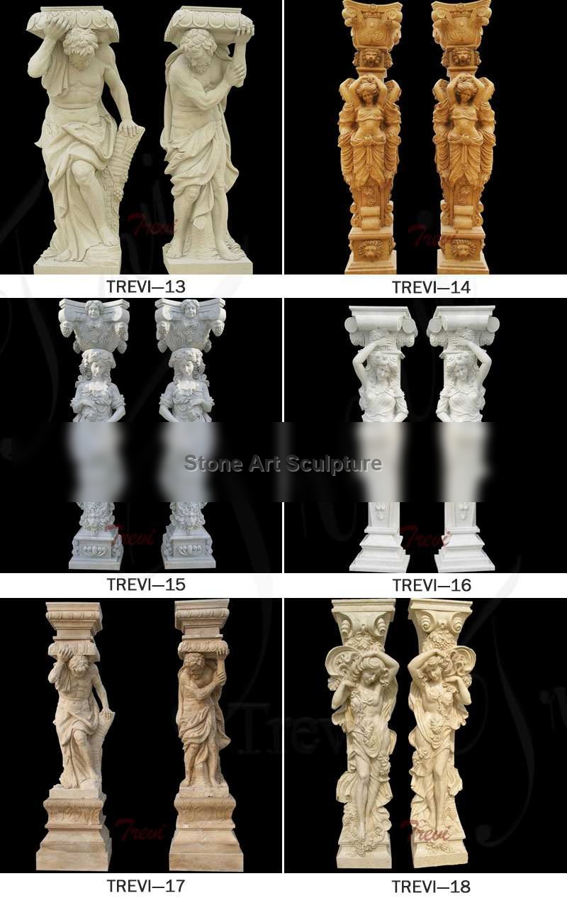 Indoor or Outdoor Decoration White Marble Lady Statue Columns Supplier MOKK-165 detail image