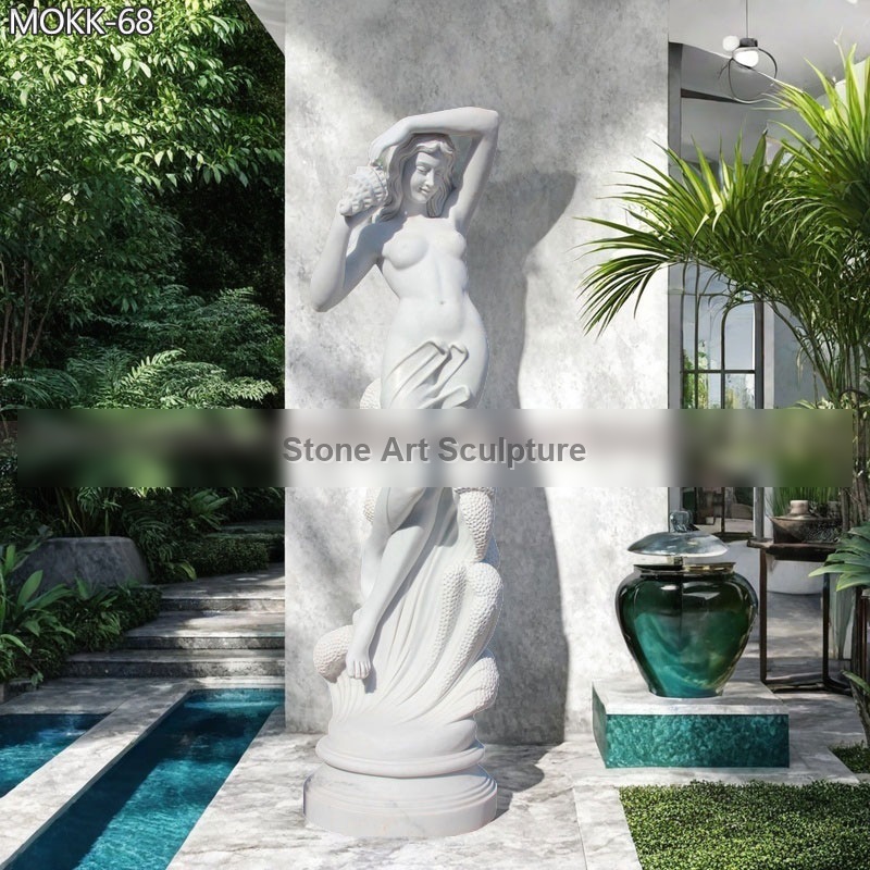 Exquisite Marble Water Nymph Statue for Garden Decor detail image