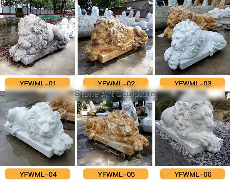 Outdoor Marble Lion and Goat statue for Sale China Factory MOKK-759 detail image