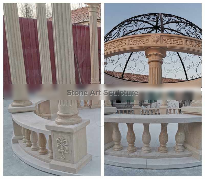 Large Egyptian Beige Marble Column Gazebo for Sale MOKK-609 detail image