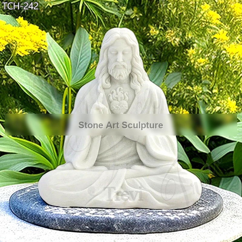 Life Size Marble Meditating Jesus Statue Garden Decor for Sale