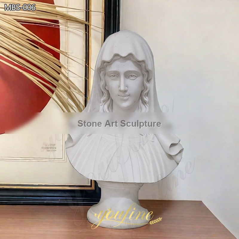 White Marble Virgin Mary Bust for Sale TCH-250