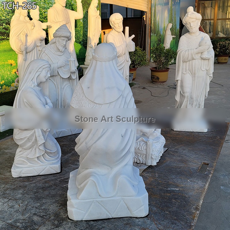 Life Size Religious Nativity Scene Statue in Marble detail image