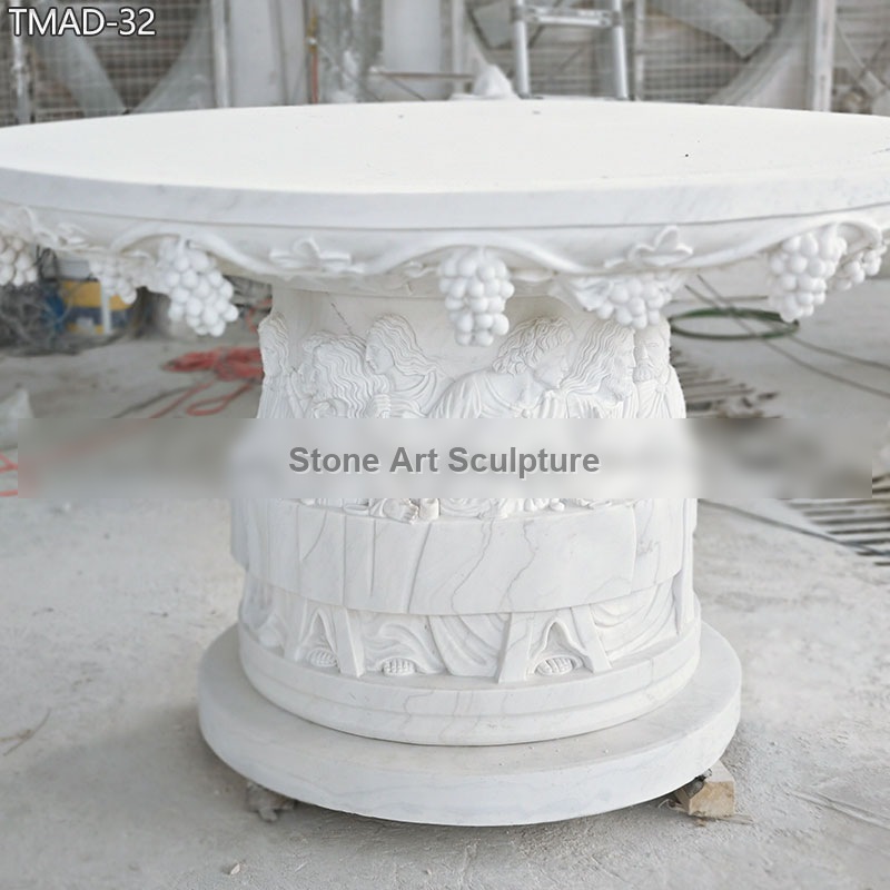 Carved Marble Table with the Last Supper Relief TMAD-32 detail image