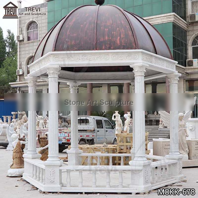 Large White Marble Gazebo Garden Decor Supplier MOKK-678 detail image