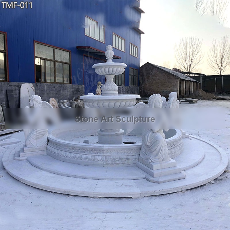 Large White Marble Angel Fountain Garden Decor for Sale TMF-011 detail image