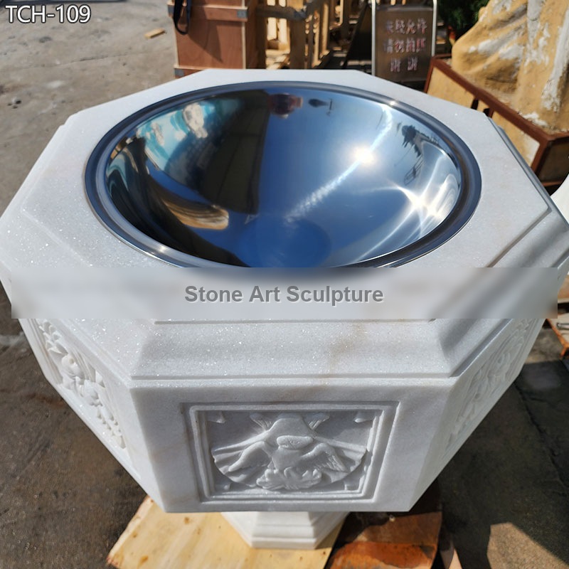 Decorative Outdoor Marble Baptismal Font in Catholic Church TCH-109 detail image