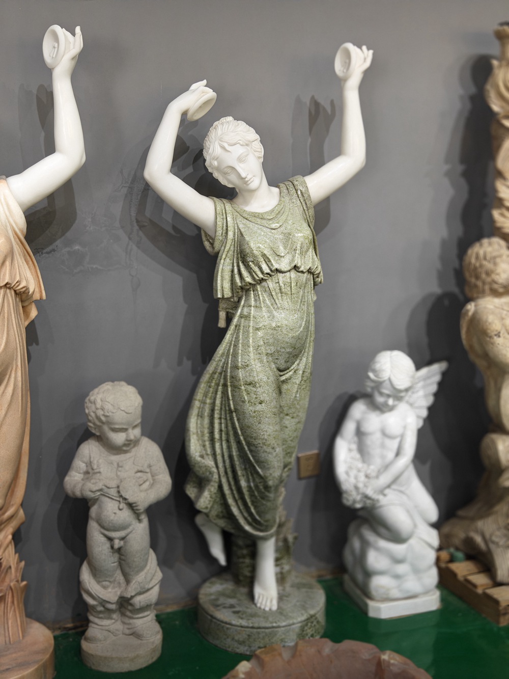 The Dancing Nymph with Cymbals marble Sculpture