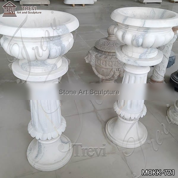 Small Size White Marble Flower Pots Decoration for Sale MOKK-721