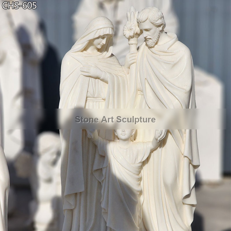 Life Size Outdoor Catholic Holy Family White Marble Statue Garden Decor for Sale CHS-605 detail image