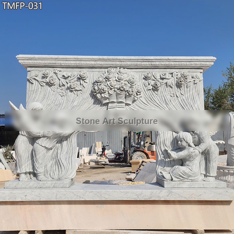 Carrara Decorative Custom Children Statue Fireplace TMFP-031 detail image