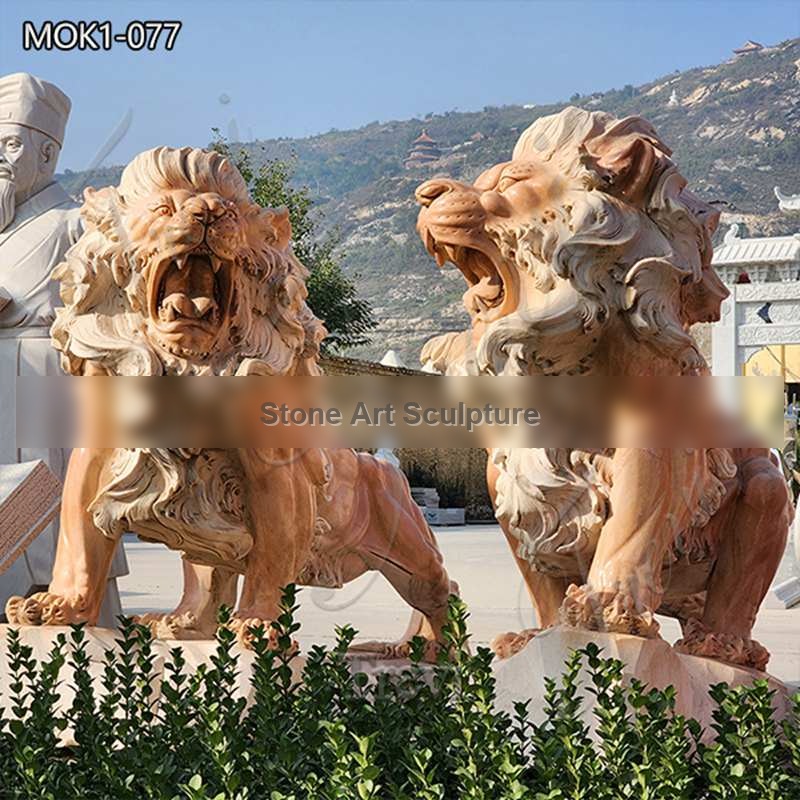 Marble Large Garden Lions Imperial Ornamental for Sale MOK1-077
