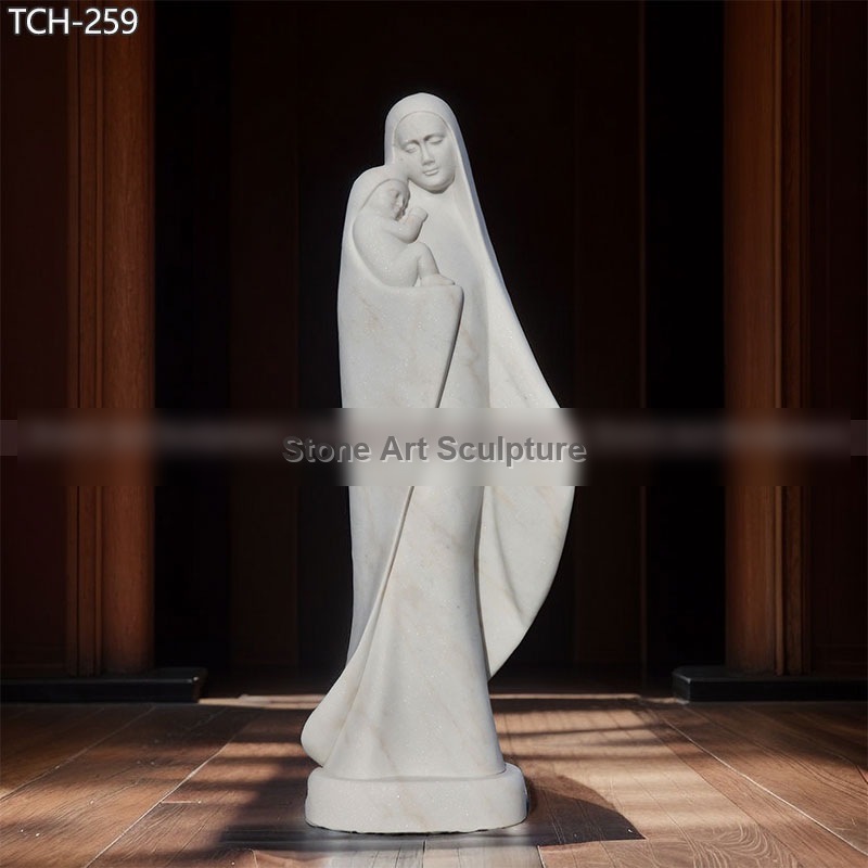 Life Size Abstract Marble Madonna and Child Statue
