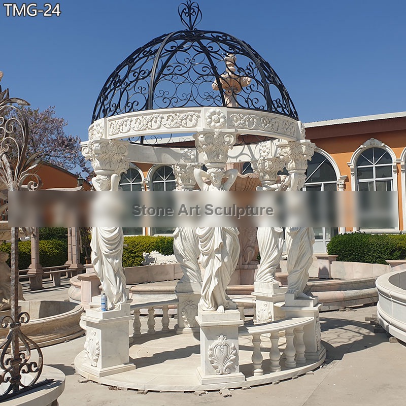 Marble Garden Round Gazebo with Metal Dome TMG-24 detail image