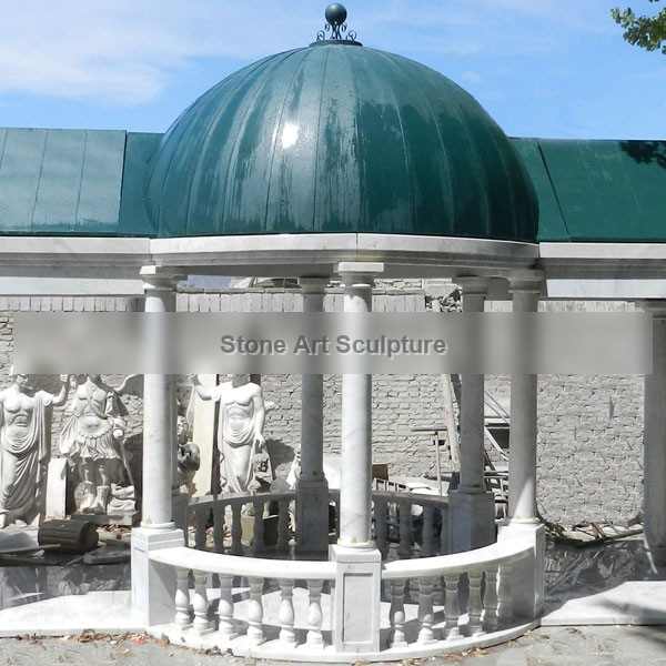 Large Elegant Marble Garden Pavilion with Blue Roof Designs TMG-08