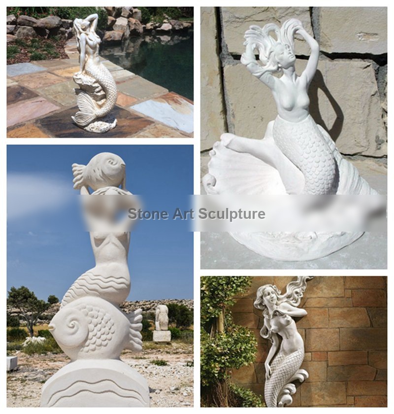 Hand Carved Marble Mermaid Statue Factory Supplier TMC-64 detail image