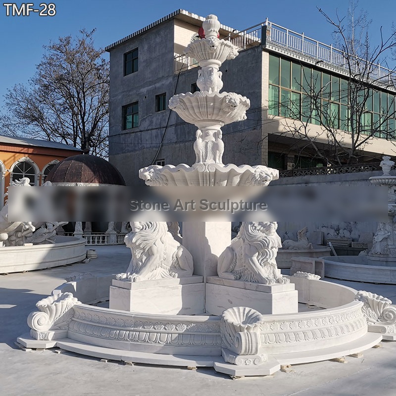 3 Tier Lion Garden Fountain with Sitting Lion Statues TMF-28 detail image