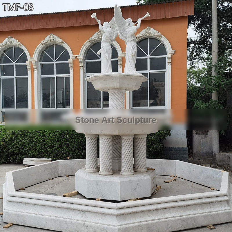 Outdoor Tiered Water Fountain with Angel Blowing a Trumpet detail image