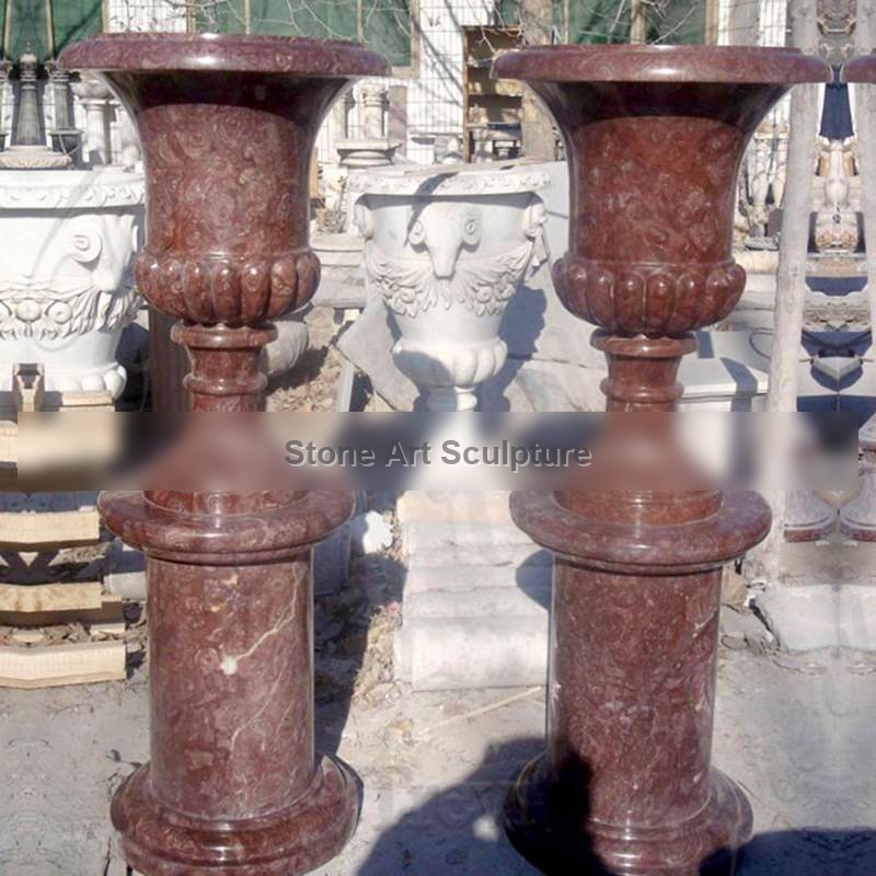 Antique Red Marble Large Garden Flower Pots sale TMP-06 detail image