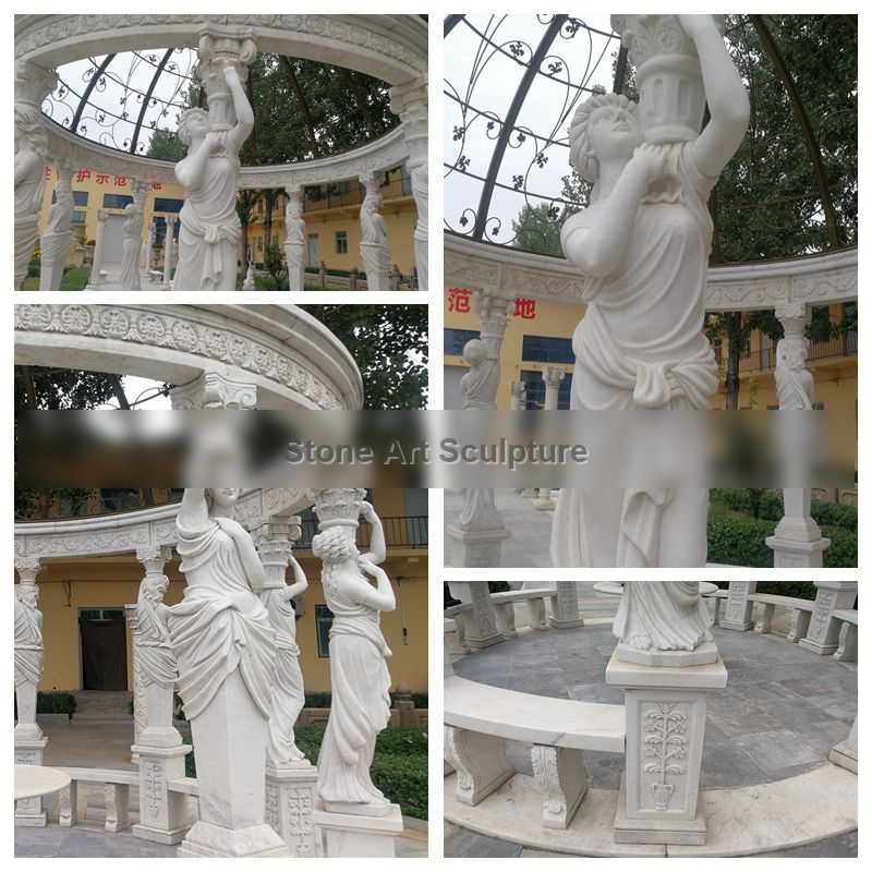 Custom Made Outdoor Large White Marble Column Gazebo MOKK-579 detail image