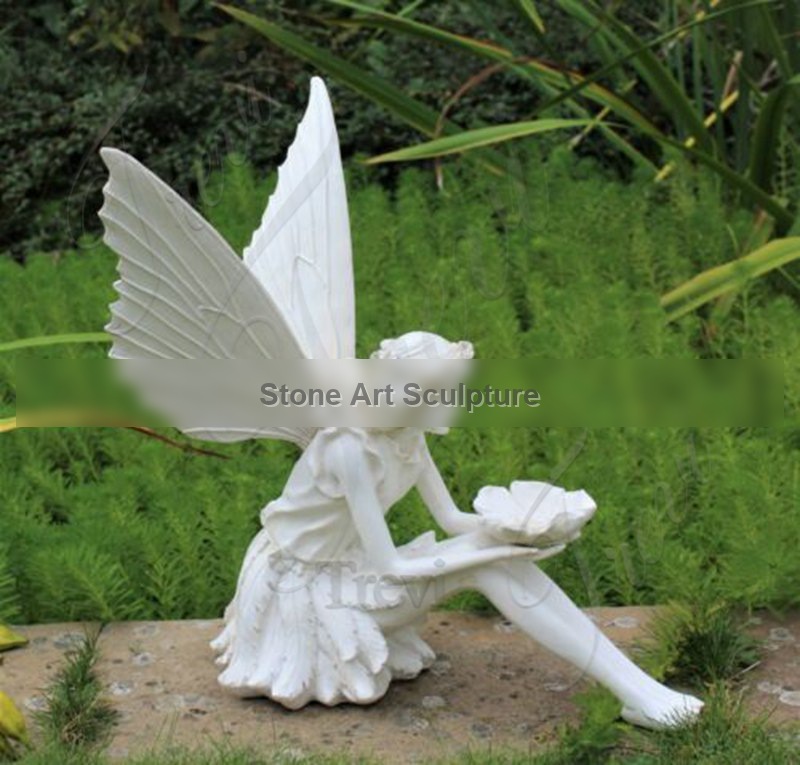 White Marble Fairy Sculptures Garden Decor for Sale MOK1-062 detail image