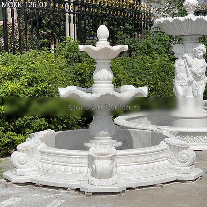 Outdoor Three Tiered High Quality Garden Marble Water Fountain Design MOKK-126 detail image