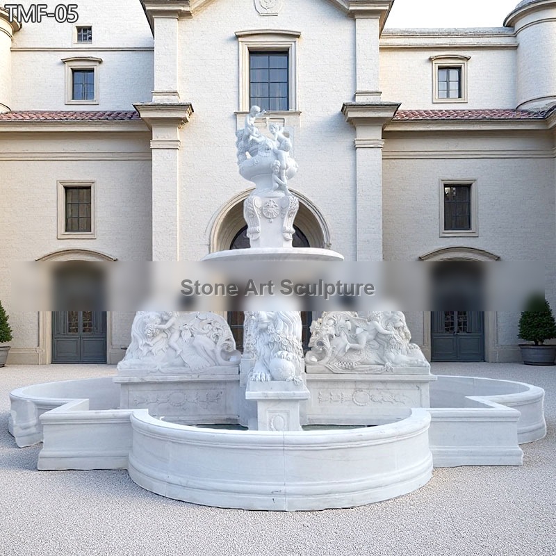 Luxurious Large Fountain with Lion and Children Statues Design TMF-005